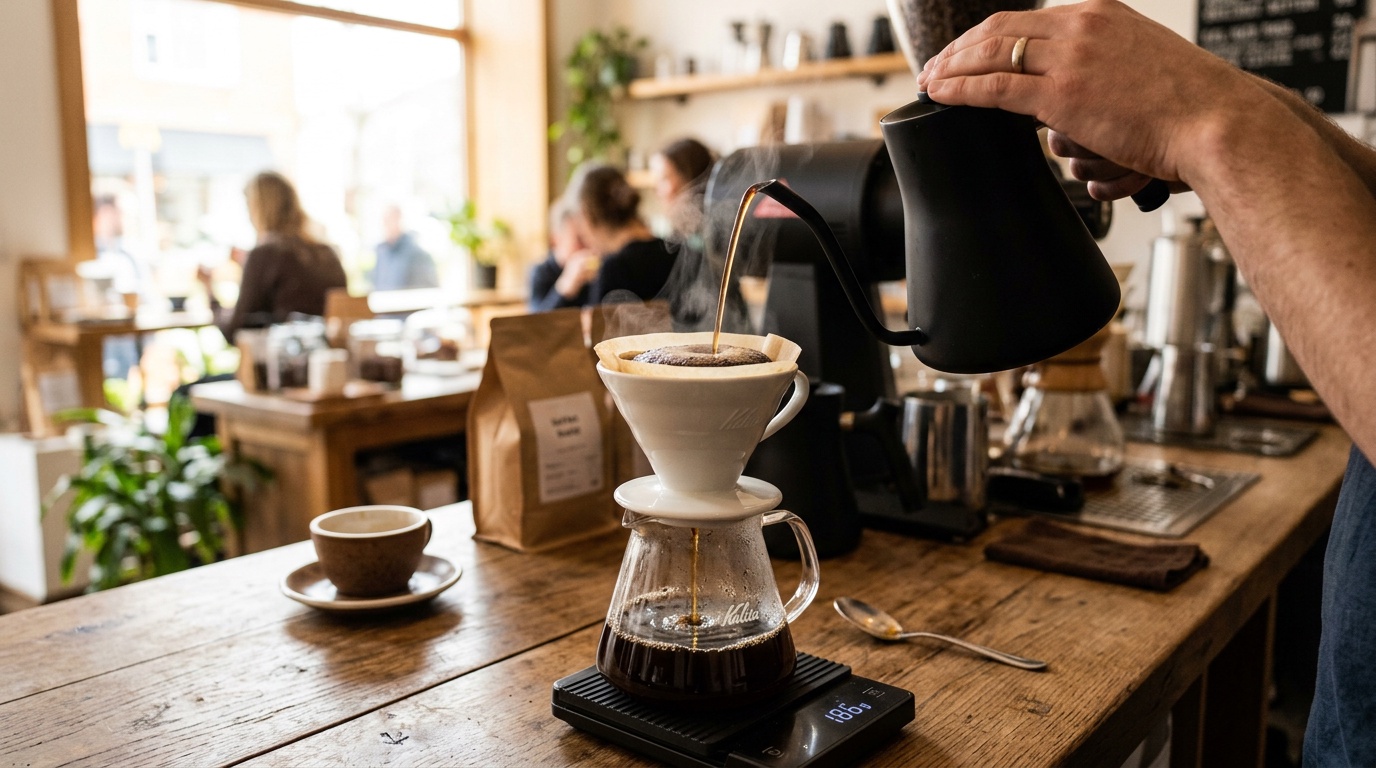 Artisanal pour-over coffee brewing setup